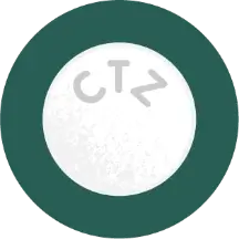 Illustration of a white chewable cetirizine tablet with CTZ stamped on it