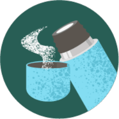 Illustration of an insulated drink container with steam
