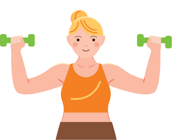 Woman exercising with hand weights
