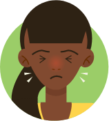 Woman with itchy nose graphic