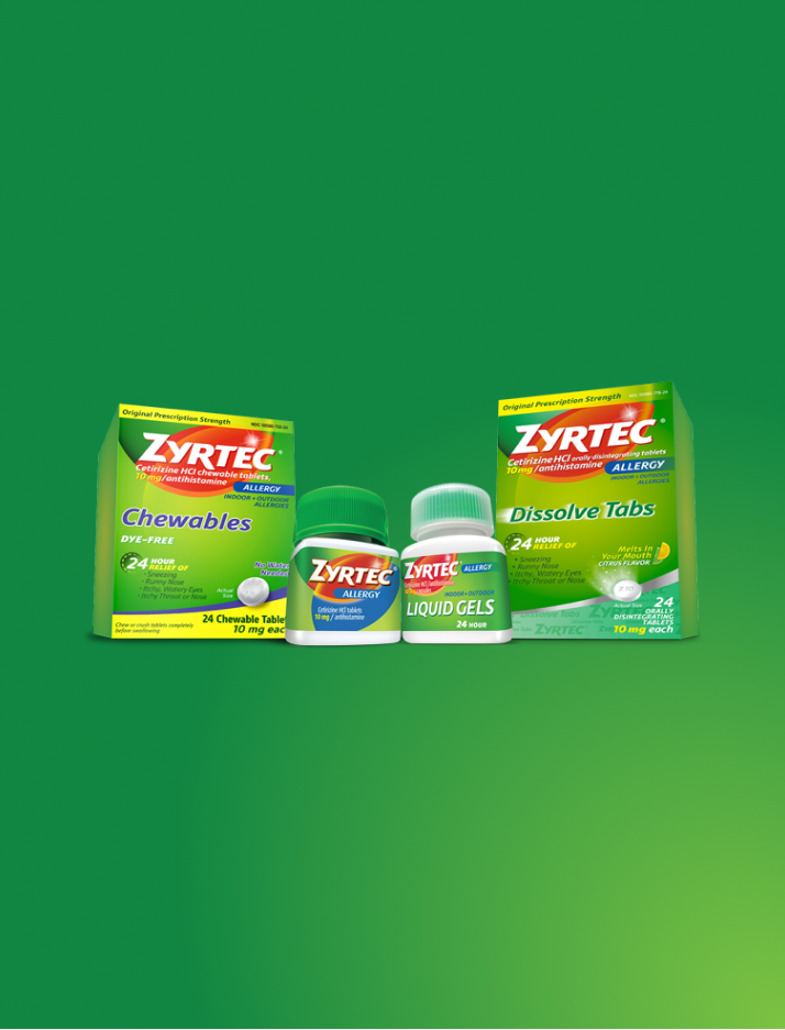 Productos con cetirizina HCl para adultos y niños de ZYRTEC®