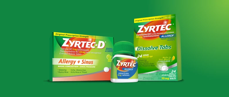 Productos con cetirizina HCl ZYRTEC® para adultos