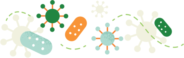 Illustration of germs from a sneeze