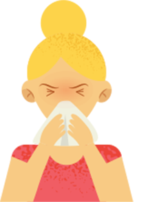 Ilustración de una mujer estornudando