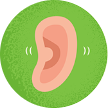 Ilustración de una oreja sobre un fondo verde