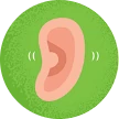 Ilustración de una oreja sobre un fondo verde
