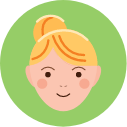 Blonde woman with ponytail graphic