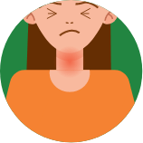 Woman with itchy throat graphic