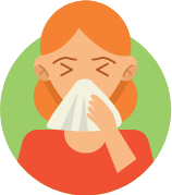 Woman sneezing graphic
