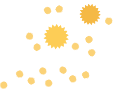 Ilustración de partículas de polen amarillas