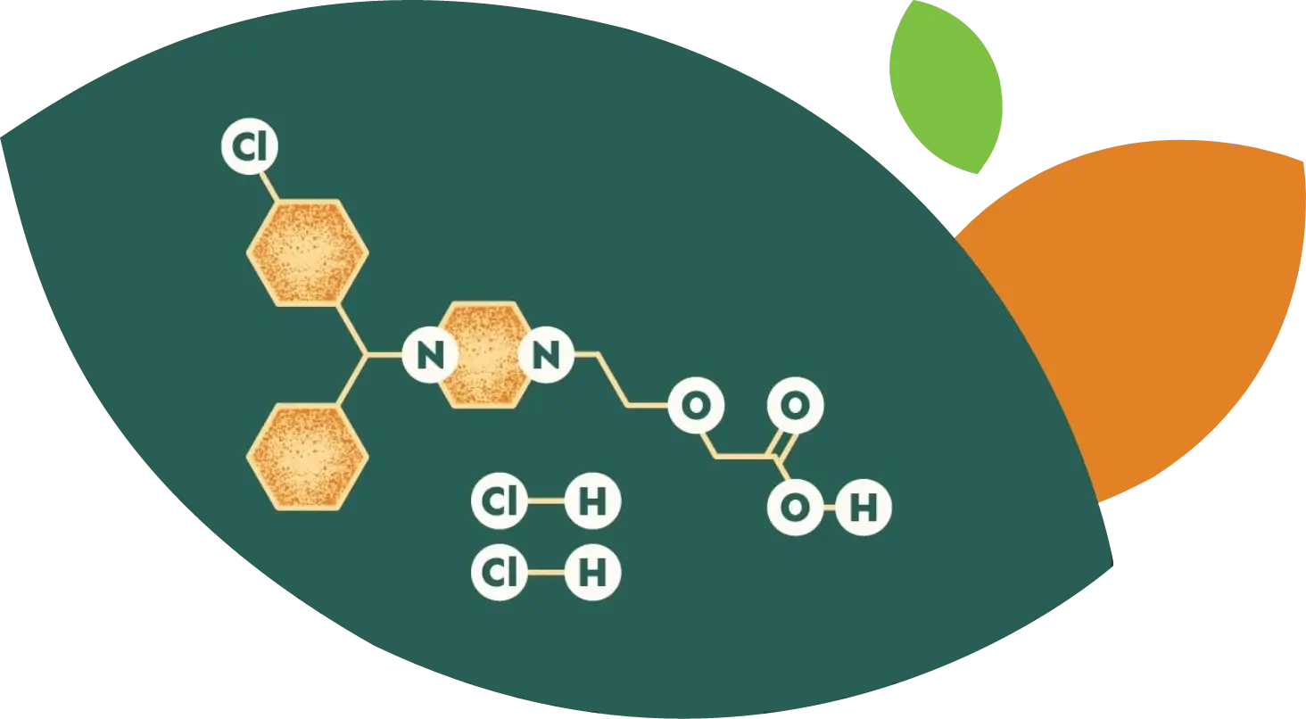 Estructura química del clorhidrato de cetirizina