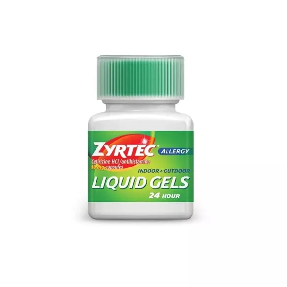 Product pack shot of ZYRTEC® Allergy Relief Liquid Gels